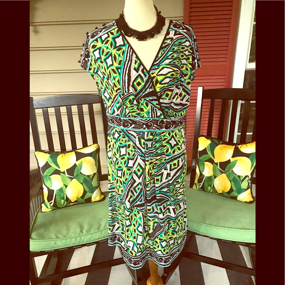 Madison Bold Print Dress L FREE SHIP